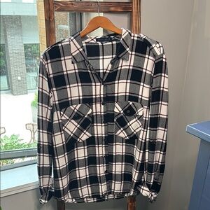 Sanctuary Black/White/Maroon Plaid Boyfriend Shirt